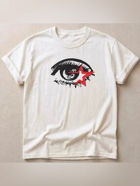 Star Eye Graphic Tee Comfort Colors C1717 Women’s White T-shirt #759